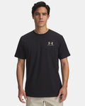 Under Armour Czarny Męski T-shirt Koszulka na Krótki Rękaw Left Chest r.S