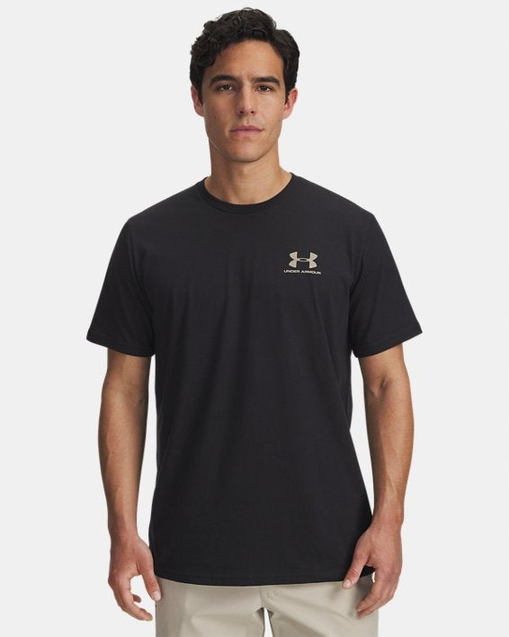 Under Armour Czarny Męski T-shirt Koszulka na Krótki Rękaw Left Chest r.S