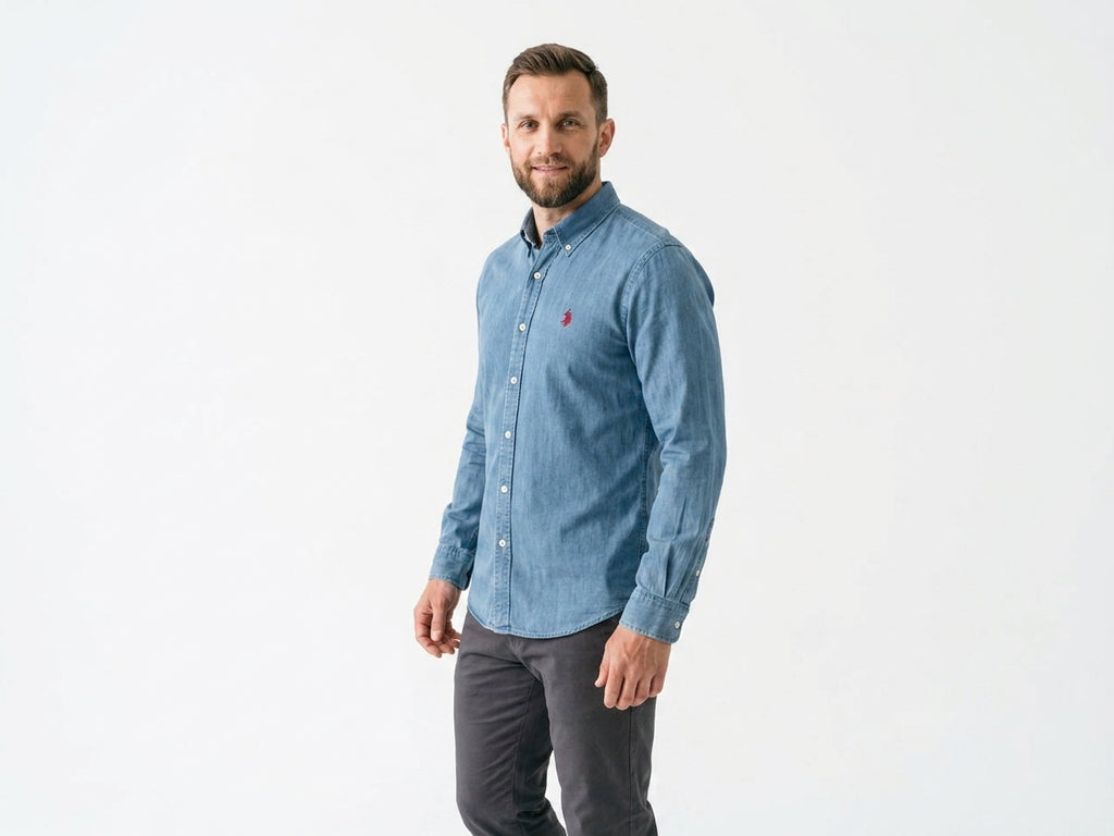 Męska Koszula Jeansowa U.S. Polo Assn. Evan W Kolorze Niebieskim