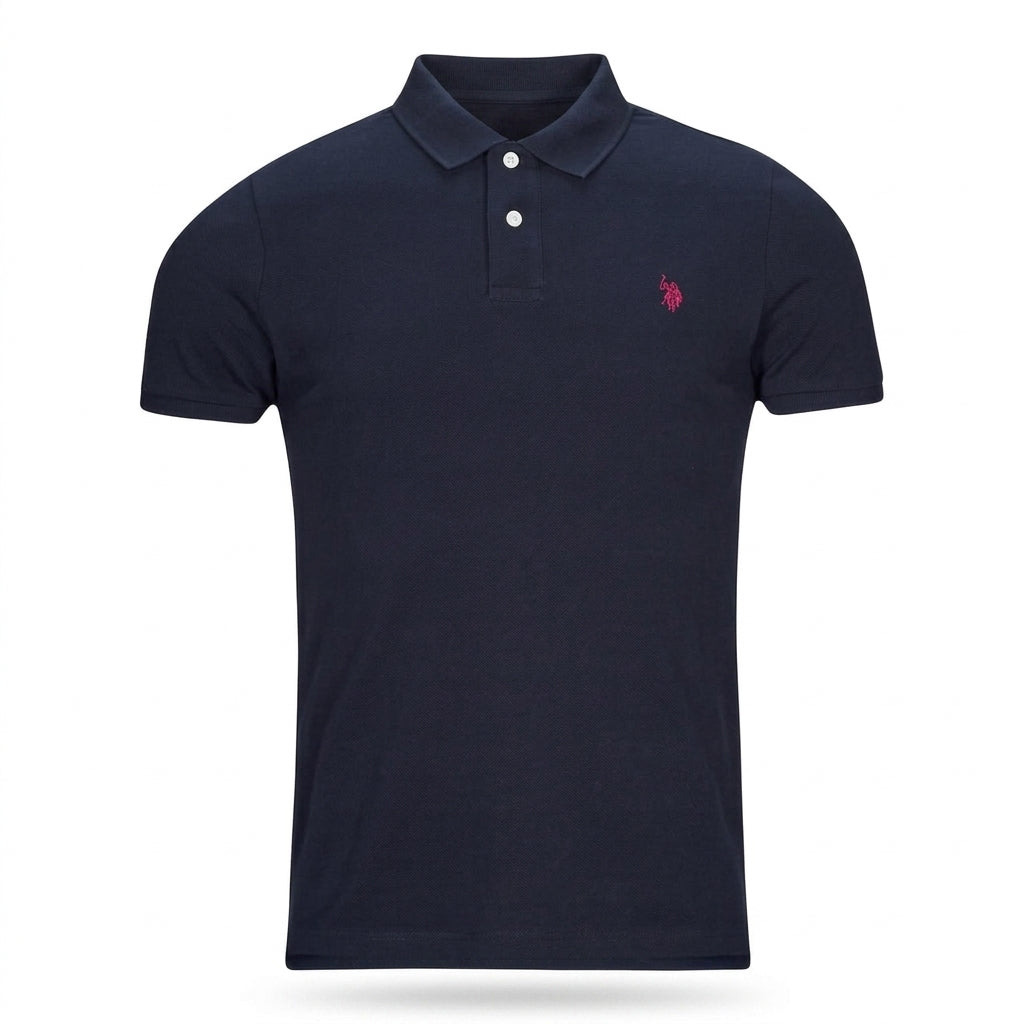 Koszulka U.S. Polo Assn. Męska z Kołnierzykiem Granatowa Dzianina