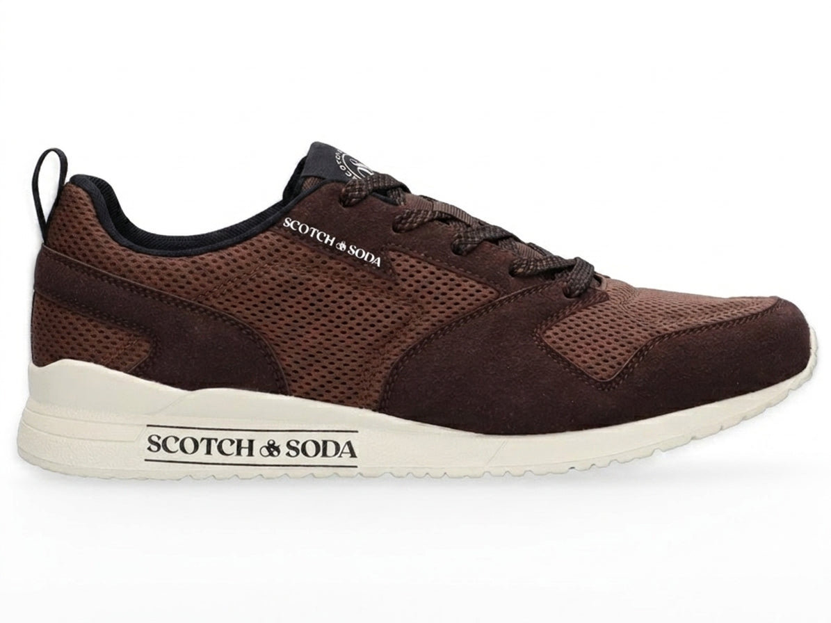 Sneakersy Męskie D69 Sportowe Scotch&Soda Brązowe Skóra