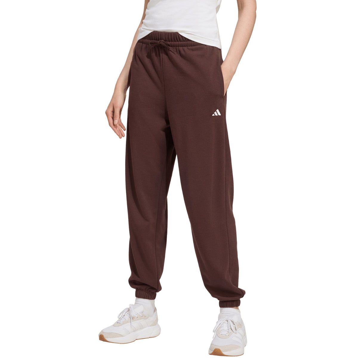 Spodnie Damskie Dresowe Adidas JX3864 Sportowe Brązowe Luźny Krój