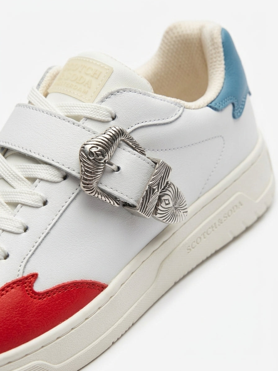 Damskie Skórzane Sneakersy Scotch & Soda Elli Białe Multikolor