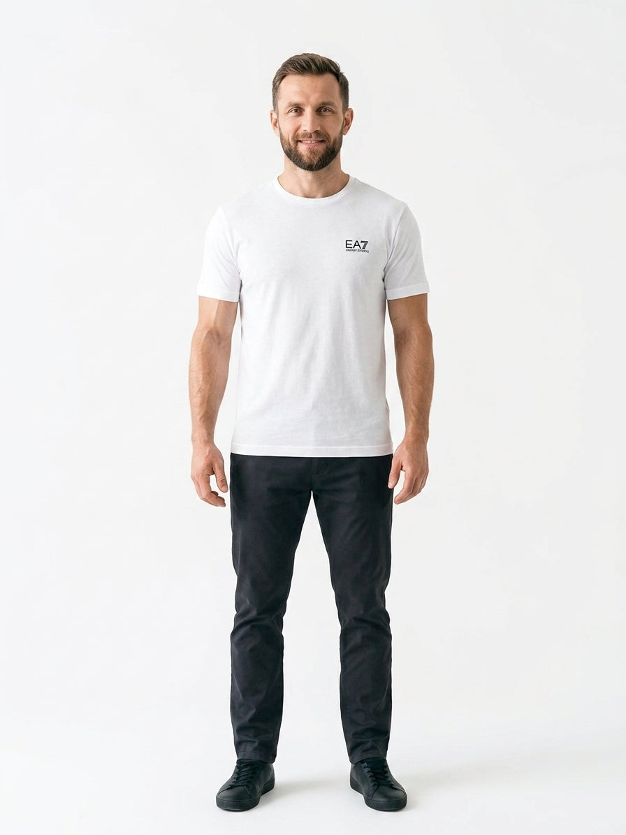 T-shirt Męski Emporio Armani 8NPT25 PJVPZ Biały Baweniany Slim