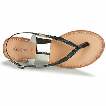 KicKers Sandały Japonki Damskie Skóra Metaliczna Letnie Esthera Noir r. 39