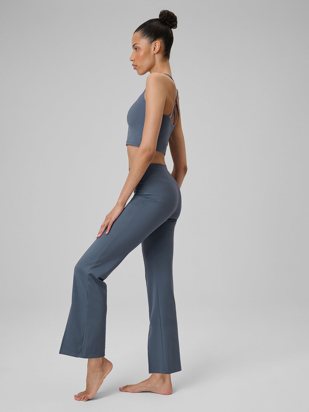 Legginsy Damskie 4F FNK F444 Sportowe Niebieskie Szybkoschnące z Rozcięciem