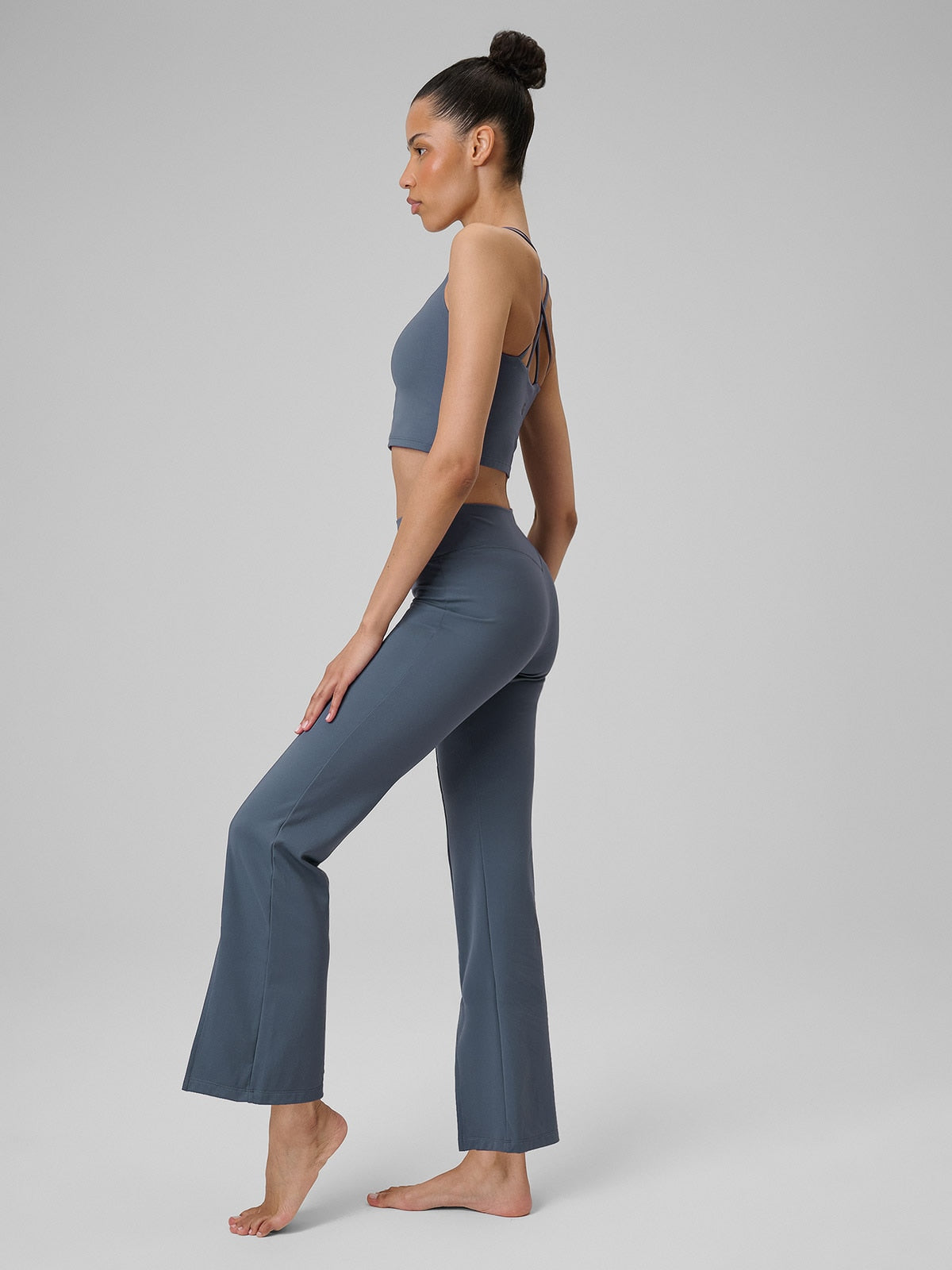 Legginsy Damskie 4F FNK F444 Sportowe Niebieskie Szybkoschnące z Rozcięciem