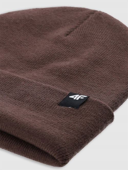 4F Czapka Męska Brązowa Zimowa Beanie One Size Ciepła Wiskoza Czekoladowy