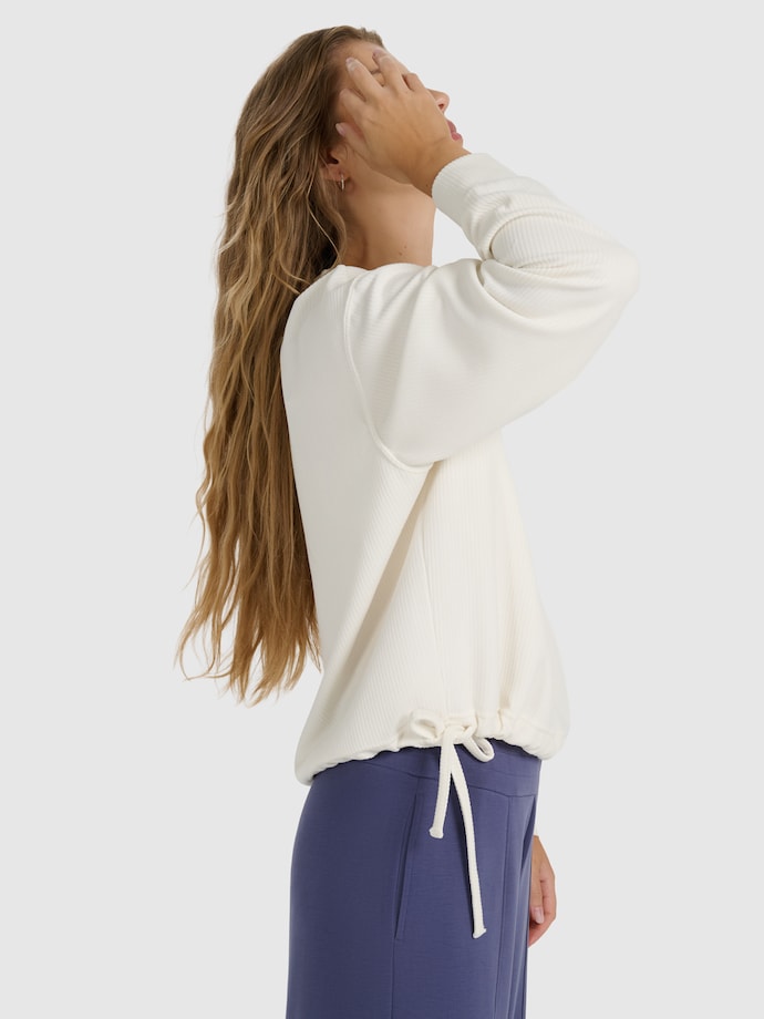 Bluza damska 4F F1837 sportowa biała prążłowana nierozpinana