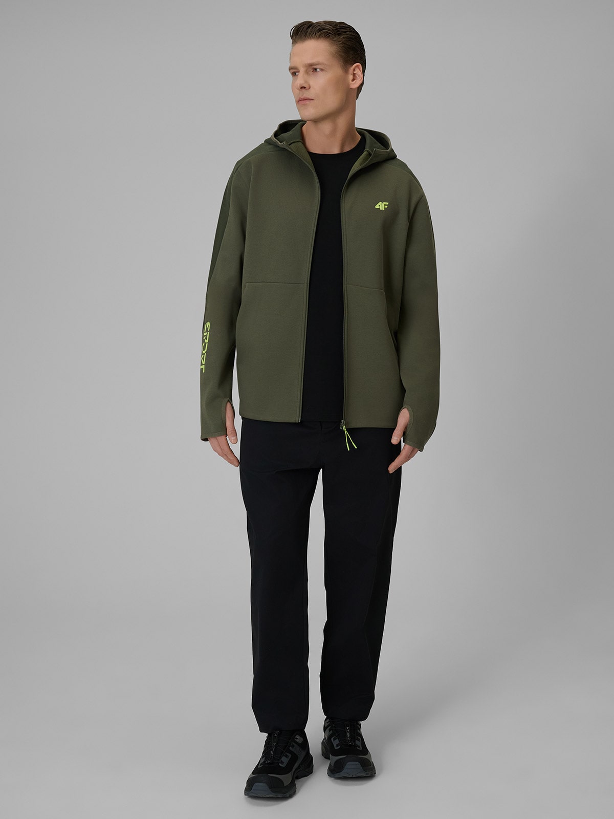 Bluza Męska Zielona 4F M2130 Sportowa Rozpinana Khaki Logo