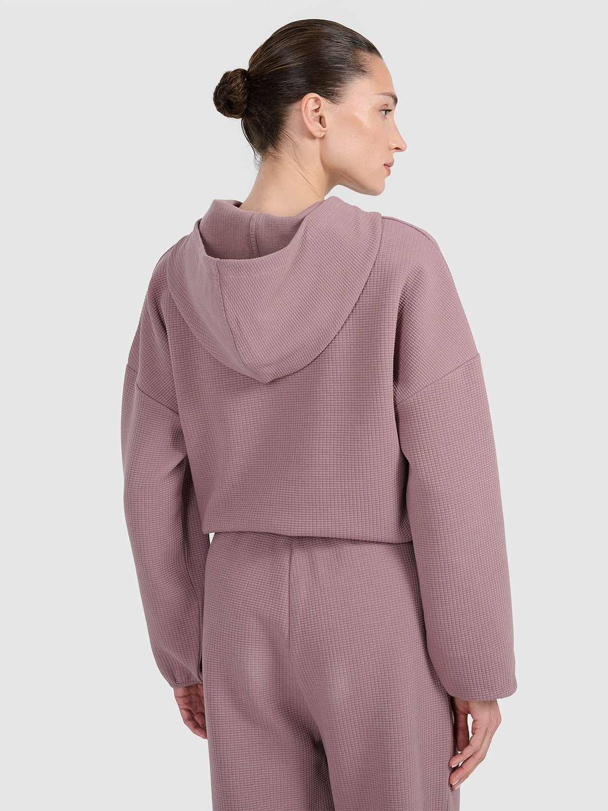 Bluza Damska 4F F1847 Dresowa Brązowa Kaptur Waflowa Dzianina