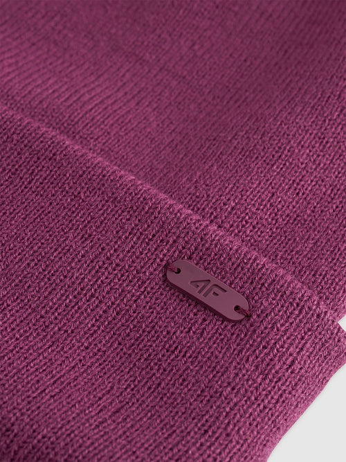 4F Bordowa Czapka Damska Beanie Zimowa Ciepła One Size Logowana