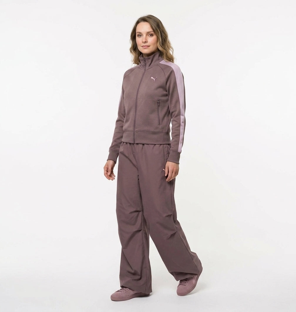 Kurtka Damska Puma T7 Always On Brązowa Fiolet Rozpinana Bluza