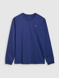 4F Granatowa Bluzka Męska Długi Rękaw Gładka Longsleeve Regular Fit