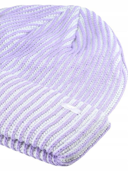 4F Fioletowa Czapka Damska Zimowa w Paski Logo Beanie One Size Ciepła
