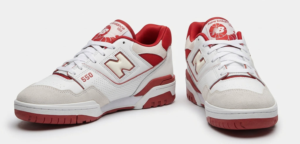 Buty sneakersy męskie New Balance 550 białe z czerwonymi elementami