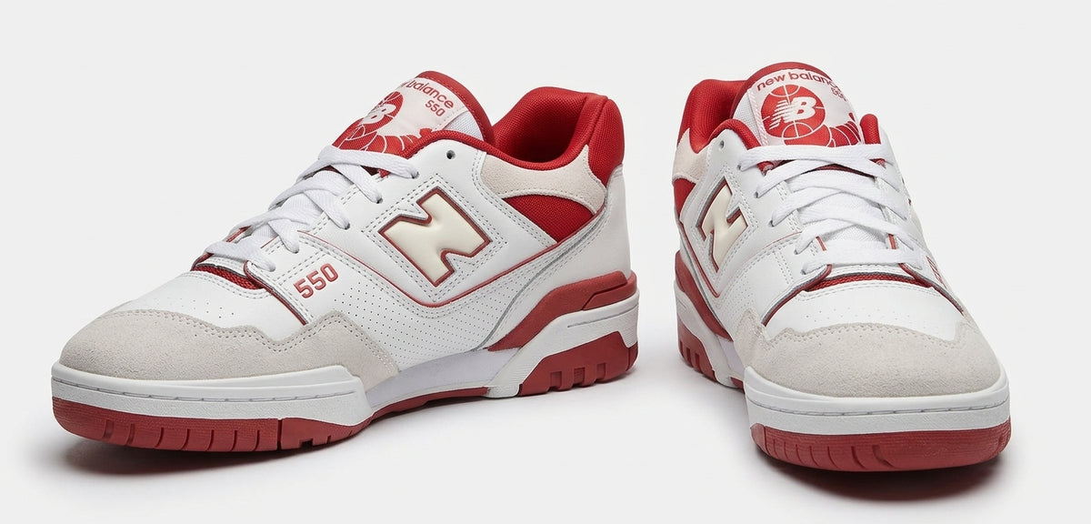 Buty sneakersy męskie New Balance 550 białe z czerwonymi elementami