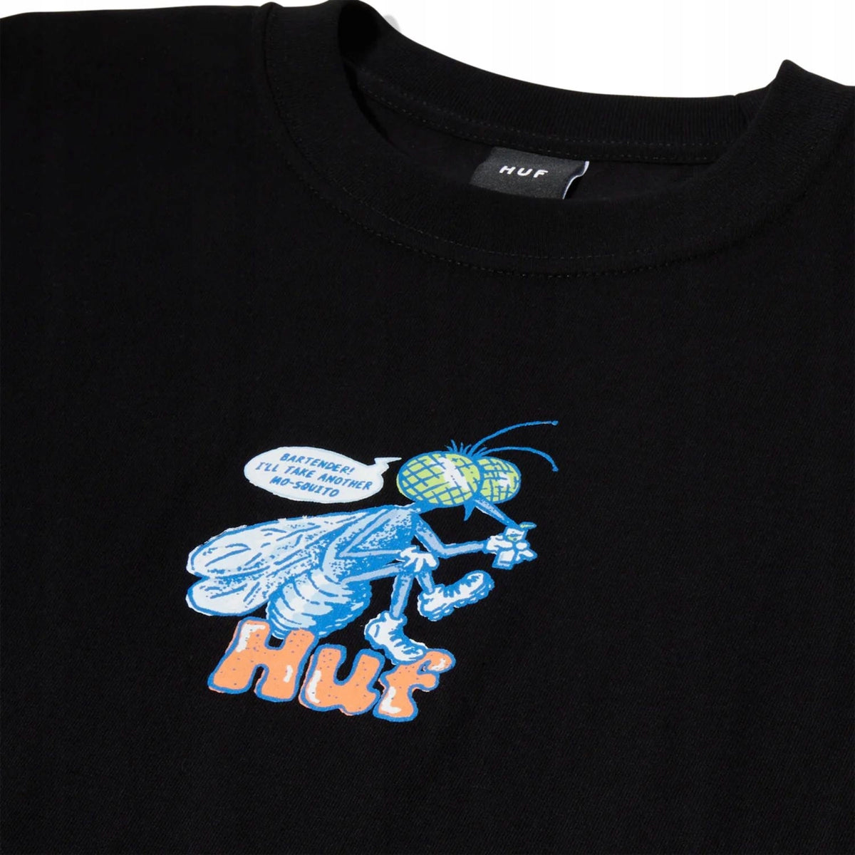 HUF Czarna Bluzka Damska T-shirt na Krótki Rękaw z Nadrukiem Bawełniana XL
