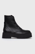 Steve Madden Czarne Skórzane Botki Na Zamek Workery Odyl Bootie Platforma
