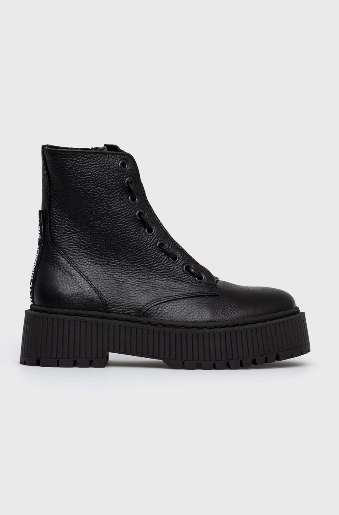 Steve Madden Czarne Skórzane Botki Na Zamek Workery Odyl Bootie Platforma