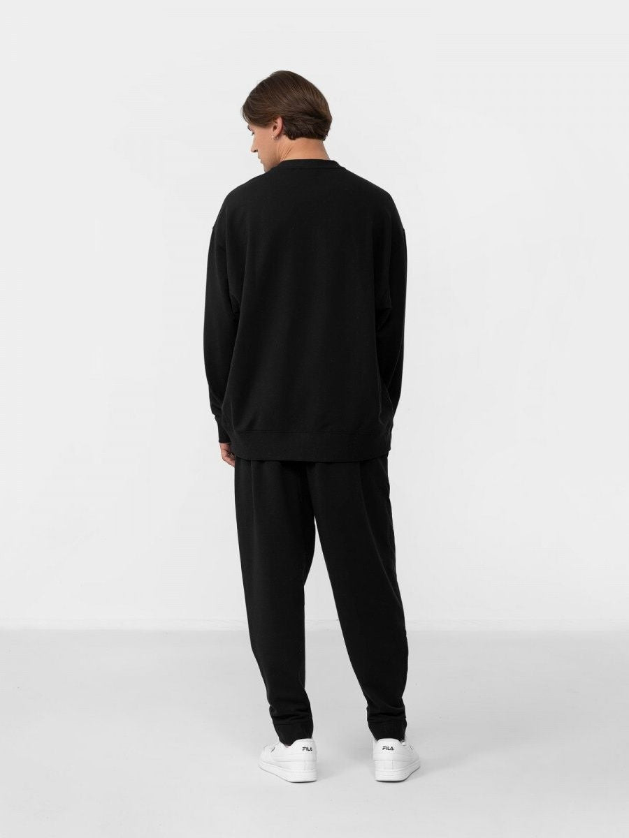 Fila Czarna Bluza Męska Przez Głowę Bez Kaptura Nadruk Logo Oversize r.L