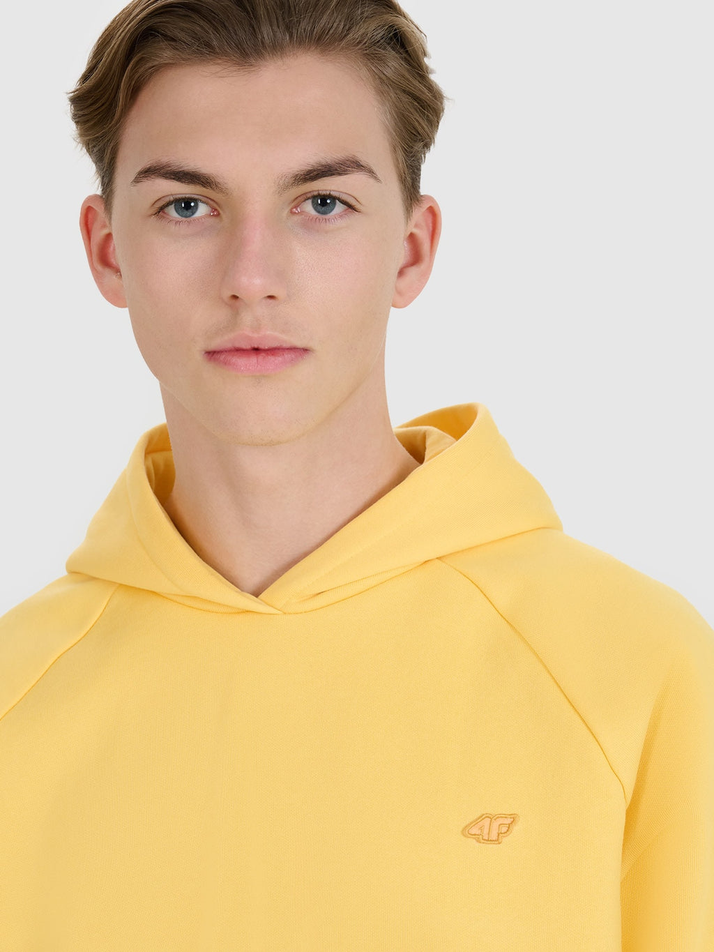 4F Żółta Bluza Sportowa z Kapturem Przez Głowę Oversize Unisex