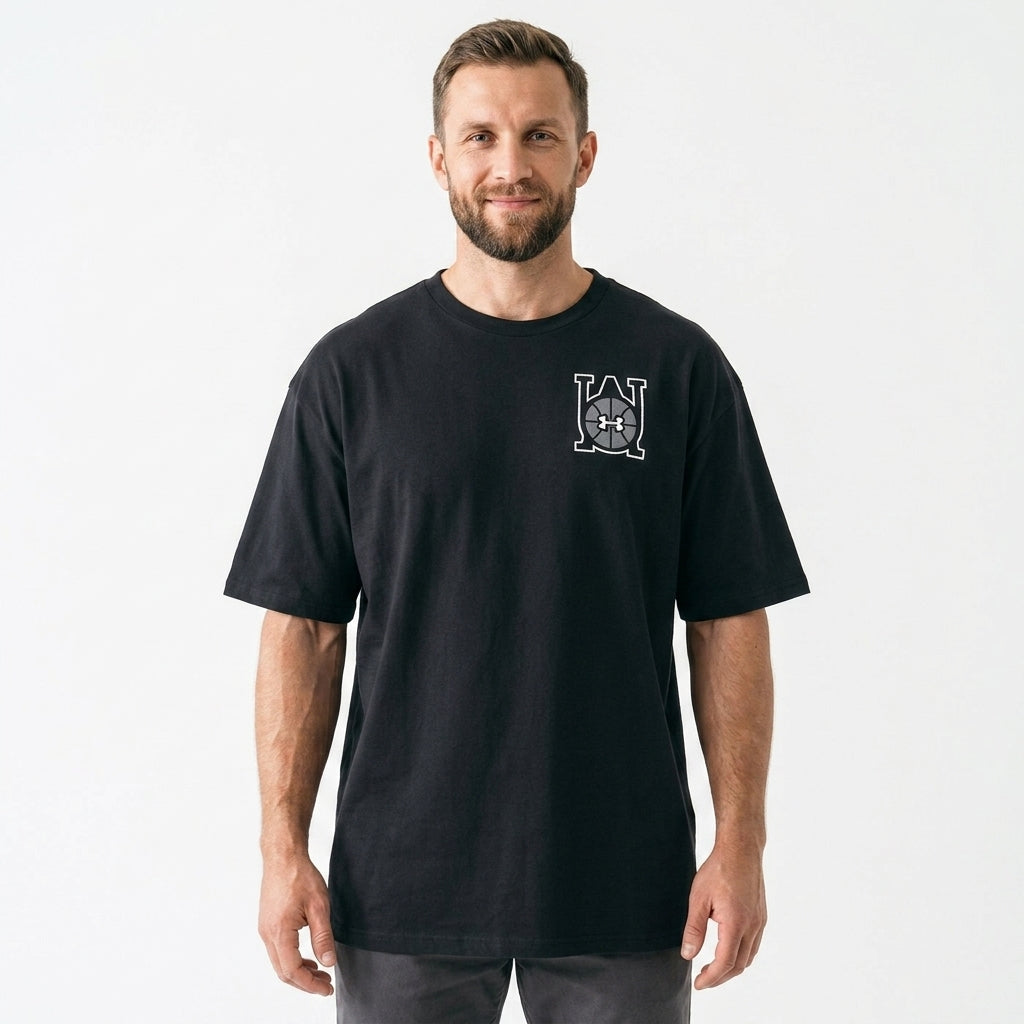 Koszulka Męska Under Armour OS Hoops Courtside Oversize Czarna