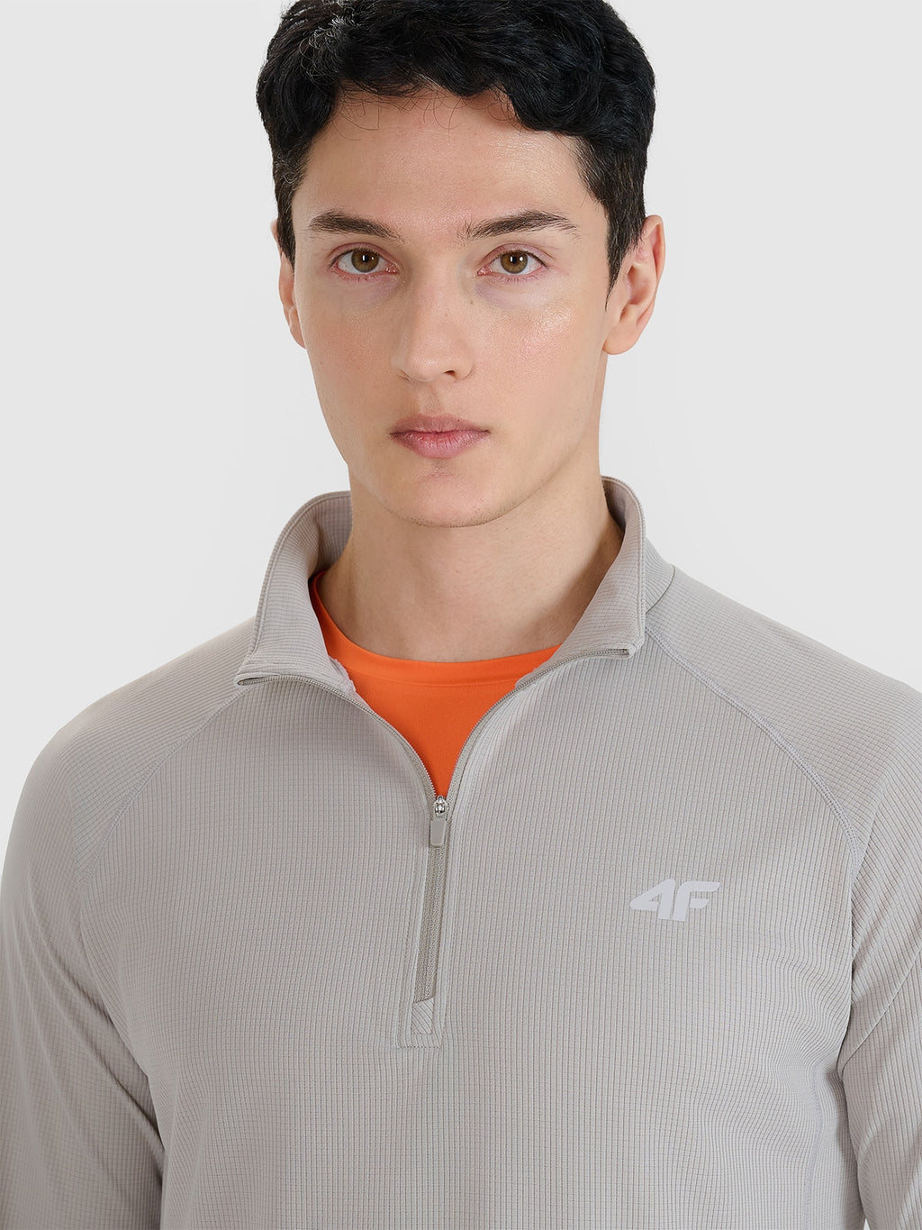 4F Szary Longsleeve Męski Do Biegania Bluzka na Długi Rękaw Szybkoschnący