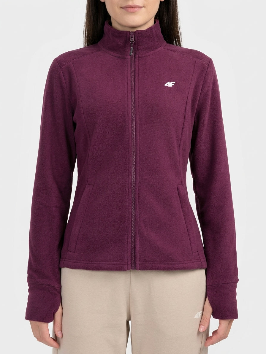 Polar Damski 4F FLEF479 Sportowy Burgund Stójka Mikropolar Fiolet