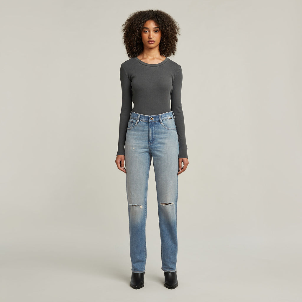 G-star Niebieskie Jeansy Damskie Viktoria High Straight Ripped r.31/34
