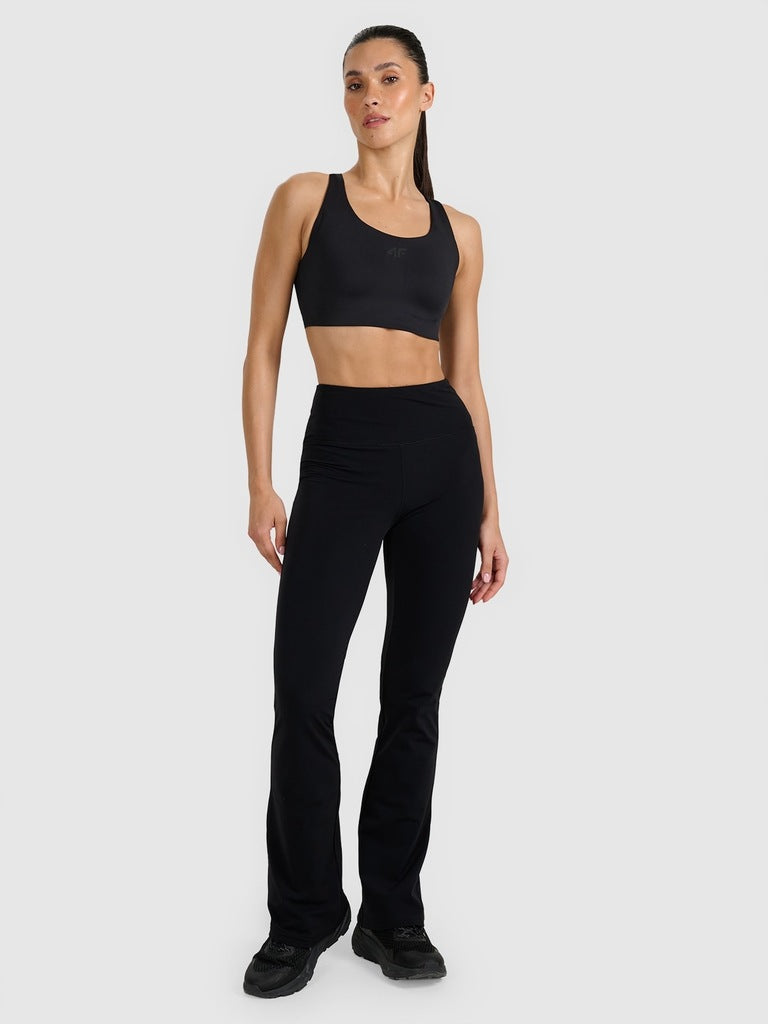 4F Czarny Komplet Damski Rozpinana Bluza Legginsy Slim Fit Bez Kaptura