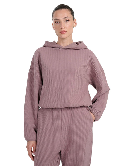 4F Damski Komplet Bluza Spodnie Brudny Róż z Kapturem ze Ściągaczami