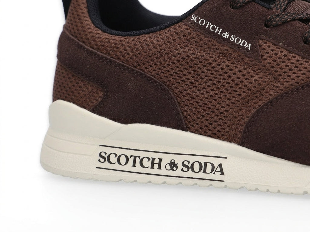 Sneakersy Męskie D69 Sportowe Scotch&Soda Brązowe Skóra