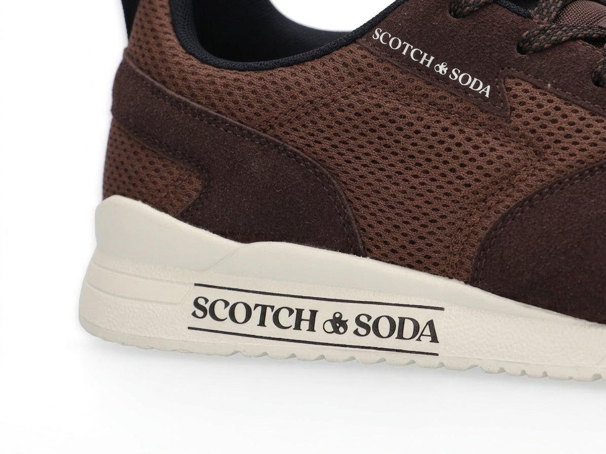 Sneakersy Męskie D69 Sportowe Scotch&Soda Brązowe Skóra