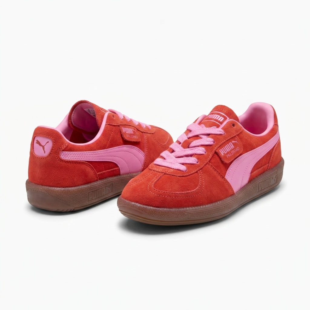 Sneakersy Damskie Puma Palermo Sportowe Czerwone Zamsz