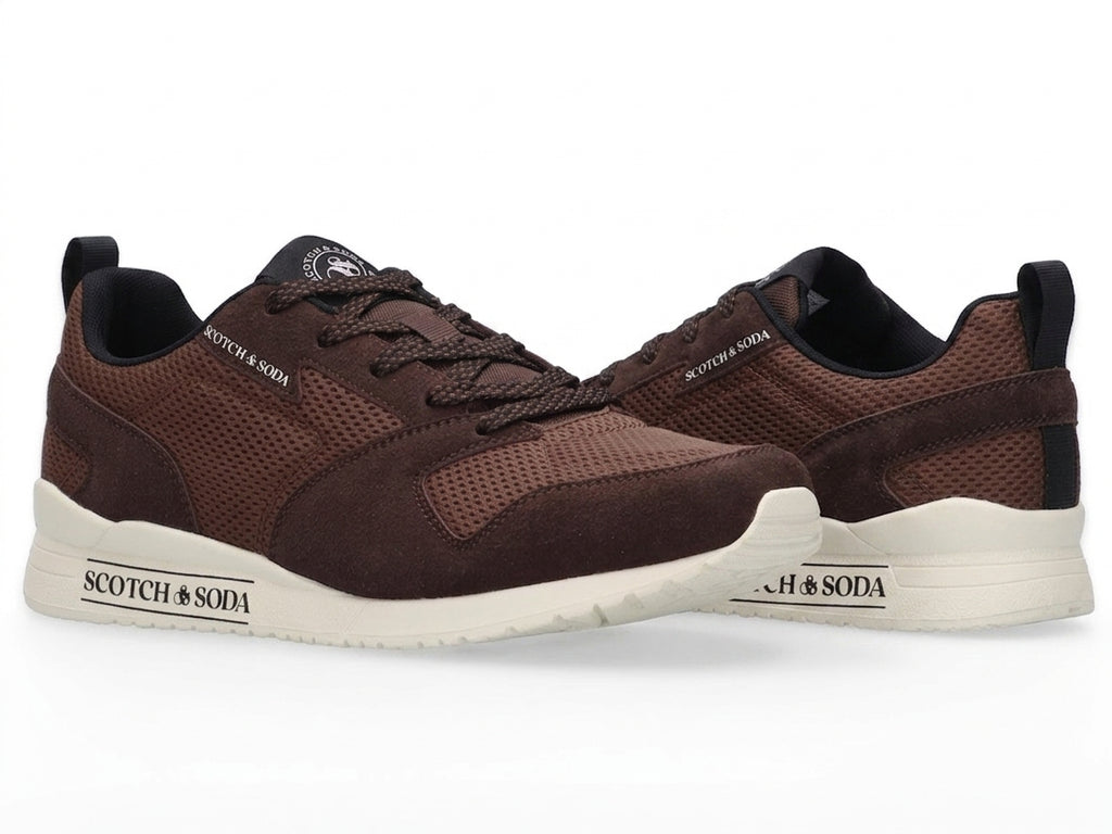 Sneakersy Męskie D69 Sportowe Scotch&Soda Brązowe Skóra