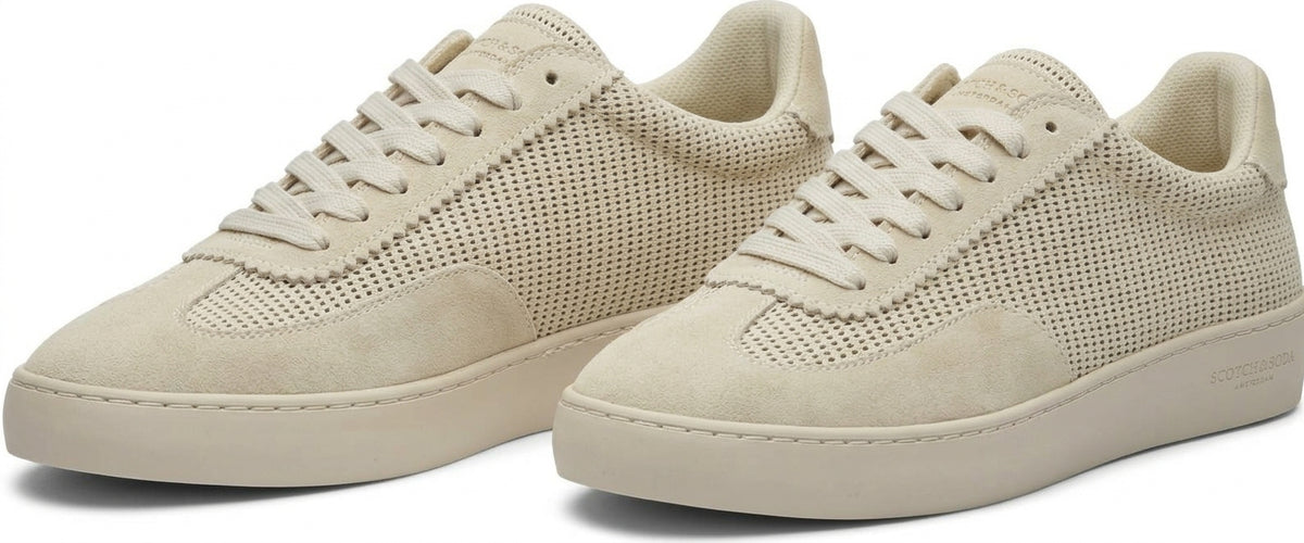 Scotch&Soda Nowe Zamszowe Sneakersy Męskie Beżowe Klasyczne Tkanina
