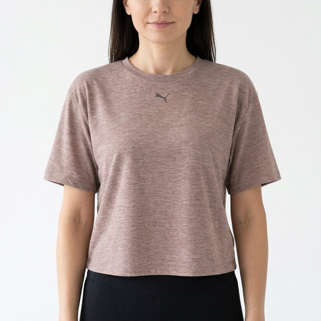 Koszulka Damska Puma W CLOUDSPUN Relaxed Fitness Jasnobrązowa Krótki Rękaw