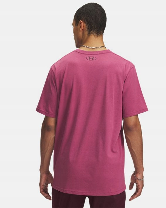 Under Armour Męski T-shirt Koszulka na Krótki Rękaw Różowa Left Chest r.M