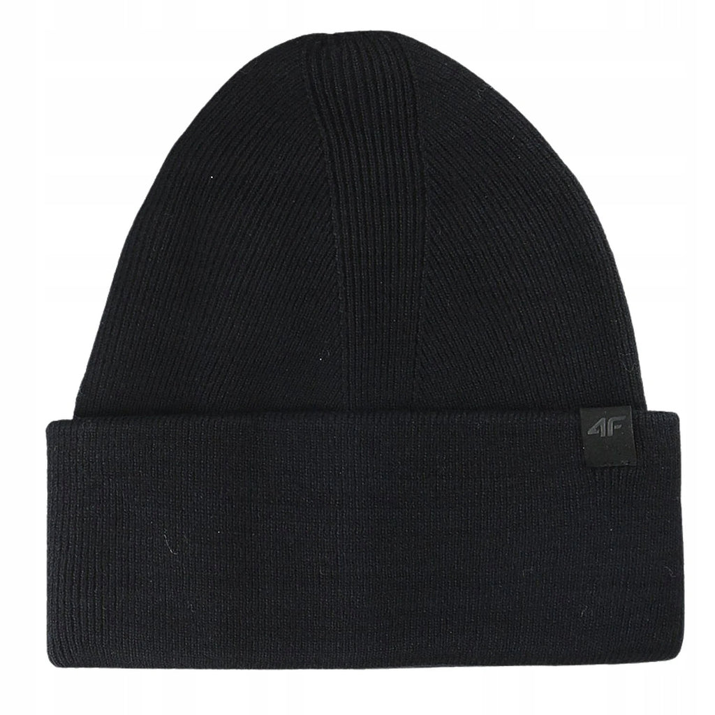 4F Czarna Czapka Zimowa Beanie One Size Unisex Uniwersalna Ciepła Logo