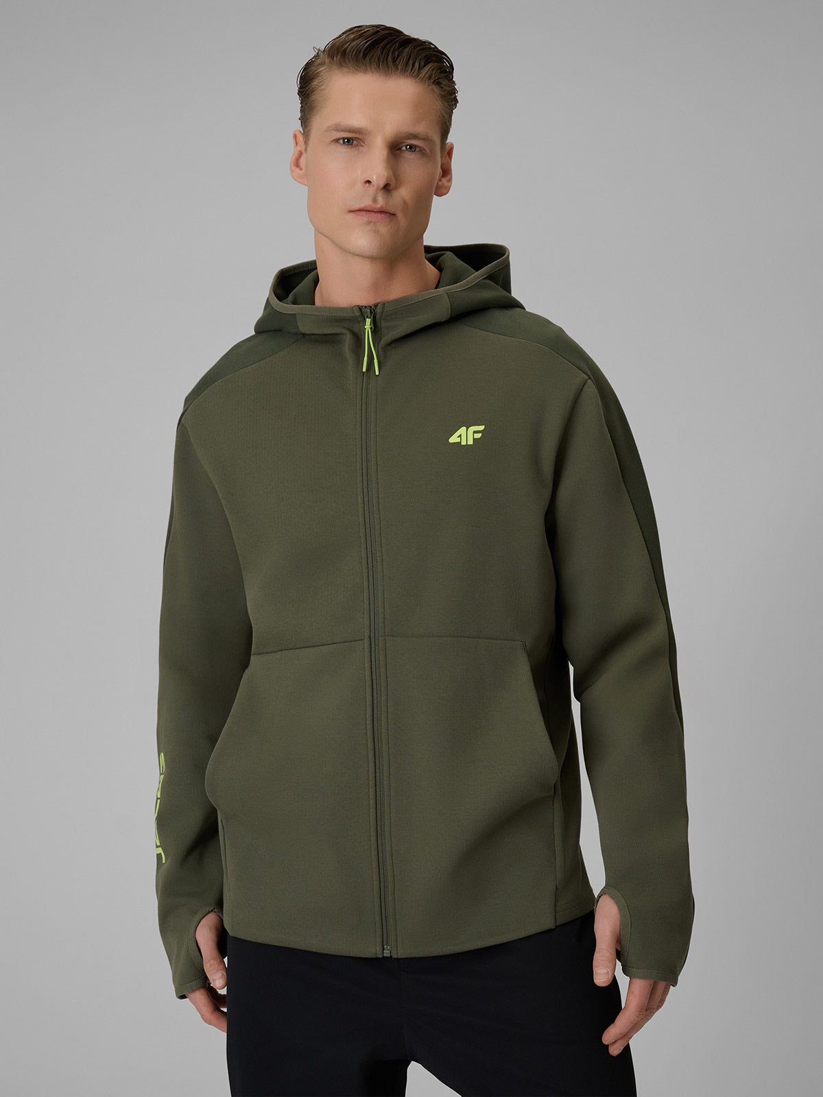 Bluza Męska Zielona 4F M2130 Sportowa Rozpinana Khaki Logo