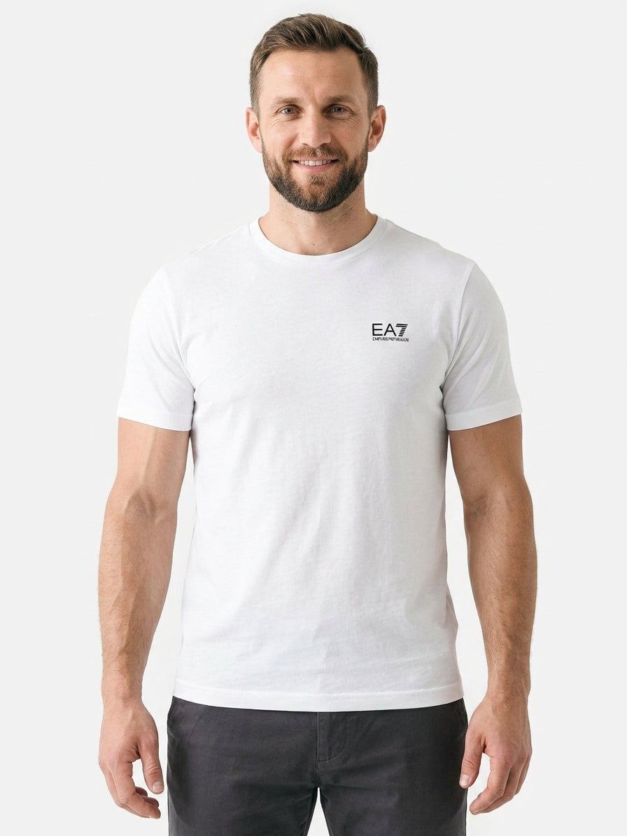 T-shirt Męski Emporio Armani 8NPT25 PJVPZ Biały Baweniany Slim
