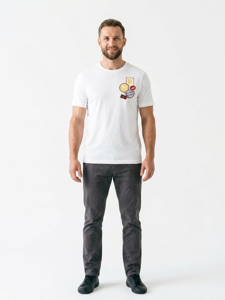 T-shirt Męski Puma Graphics Icon 684829 Regular Biały Nadruk