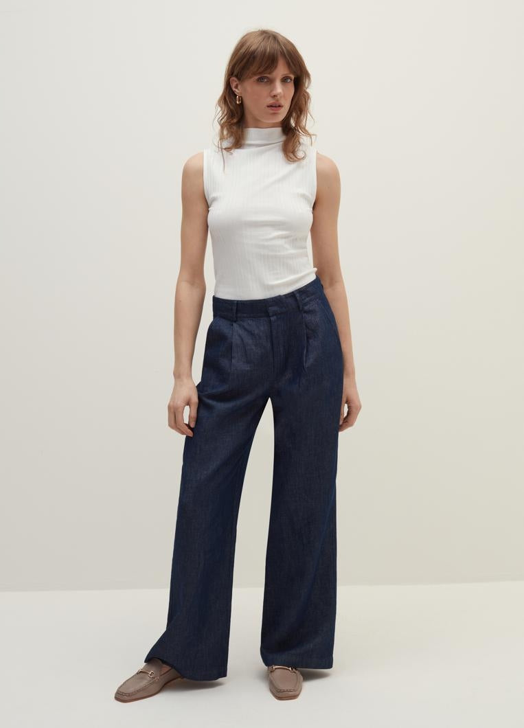 Stefanel Biała Bluzka Damska Top Bez Rękawów Półgolf Elastyczny Casual r.XL