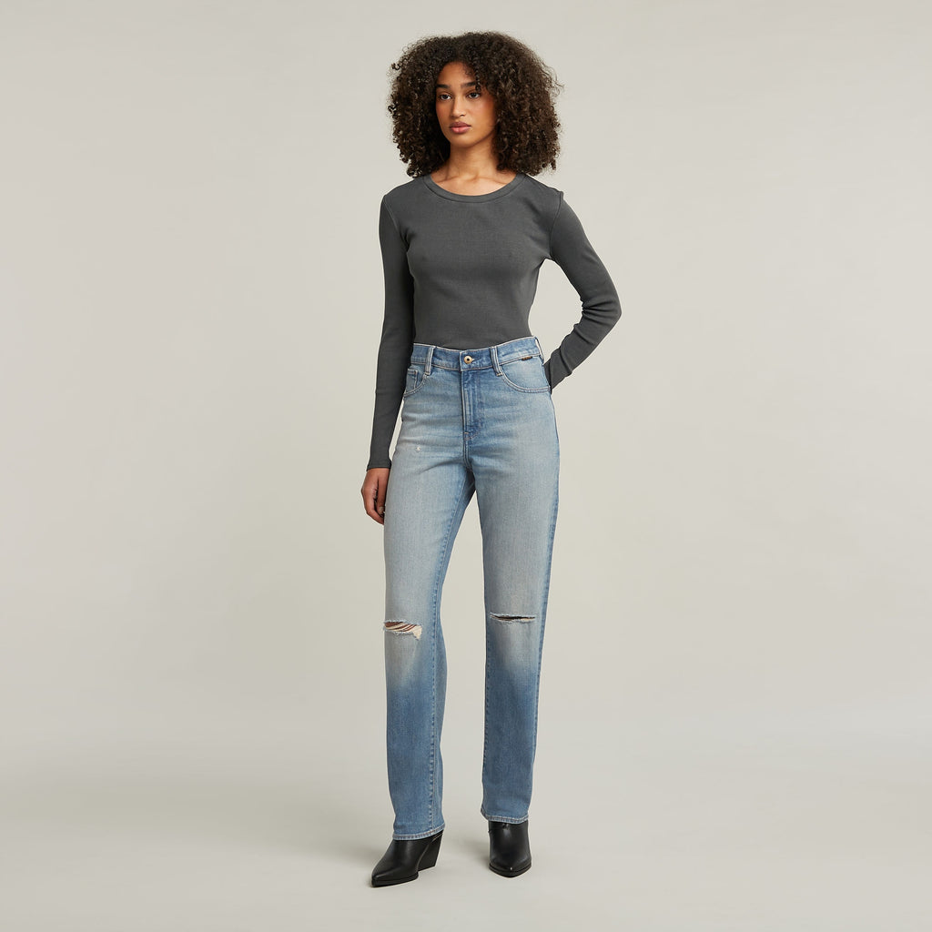 G-star Niebieskie Jeansy Damskie Viktoria High Straight Ripped r.31/34
