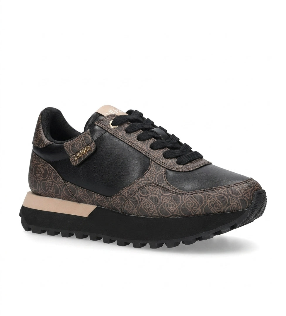 Sneakersy damskie Liu Jo BF5907 Evelyn 915 sportowe brązowe czarne