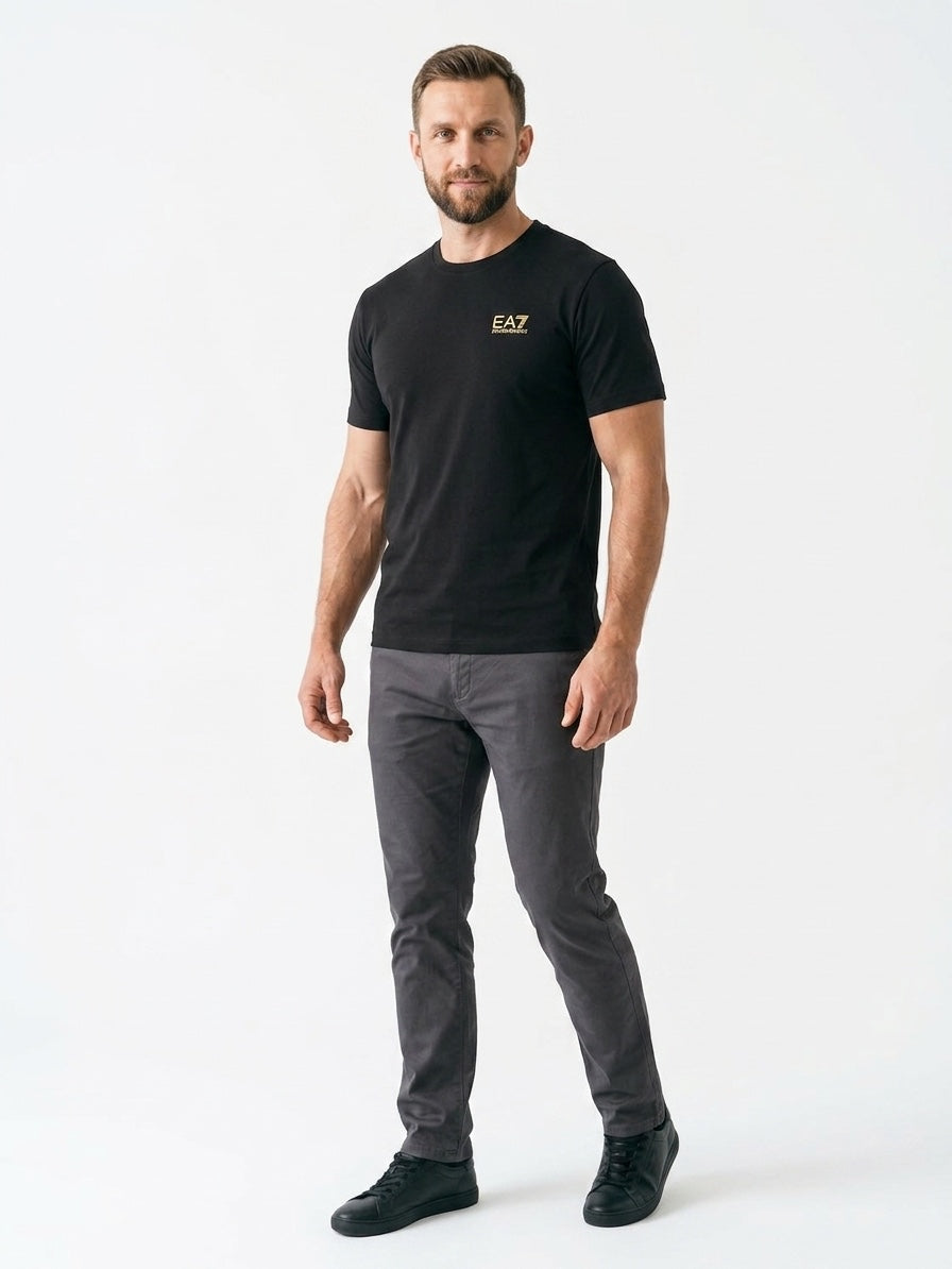T-shirt Męski EA7 8NPT25 PJVPZ Sportowy Czarny Regular Fit