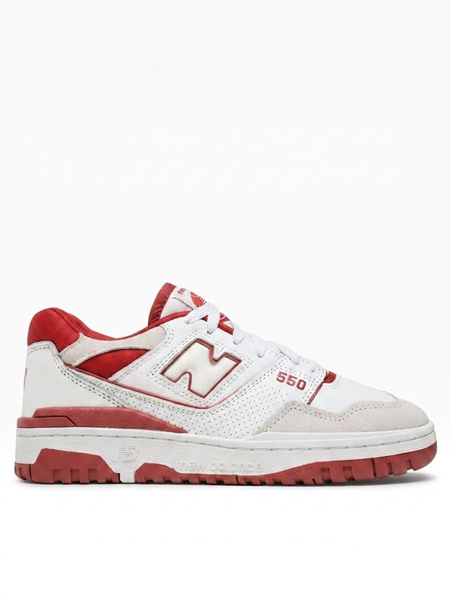 Buty sneakersy męskie New Balance 550 białe z czerwonymi elementami
