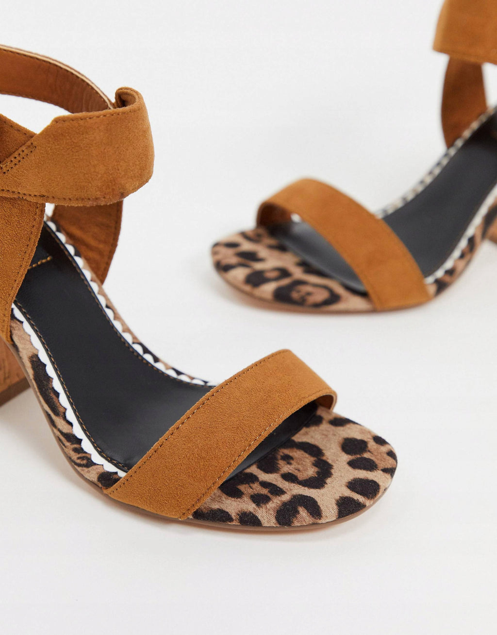 River Island Skórzane Brązowe Sandały Damskie Na Obcasie Korkowym r. 42