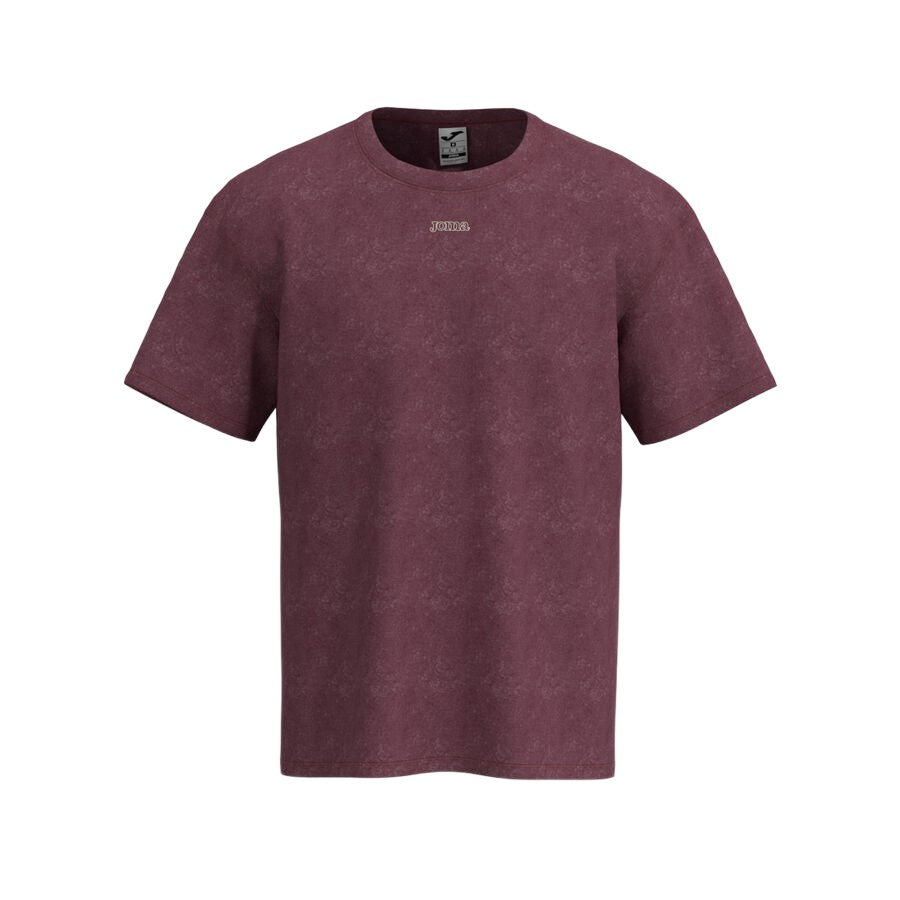 Joma Bordowa Bluzka Męska T-shirt na Krótki Rękaw Logo Haft Casual Bawłna